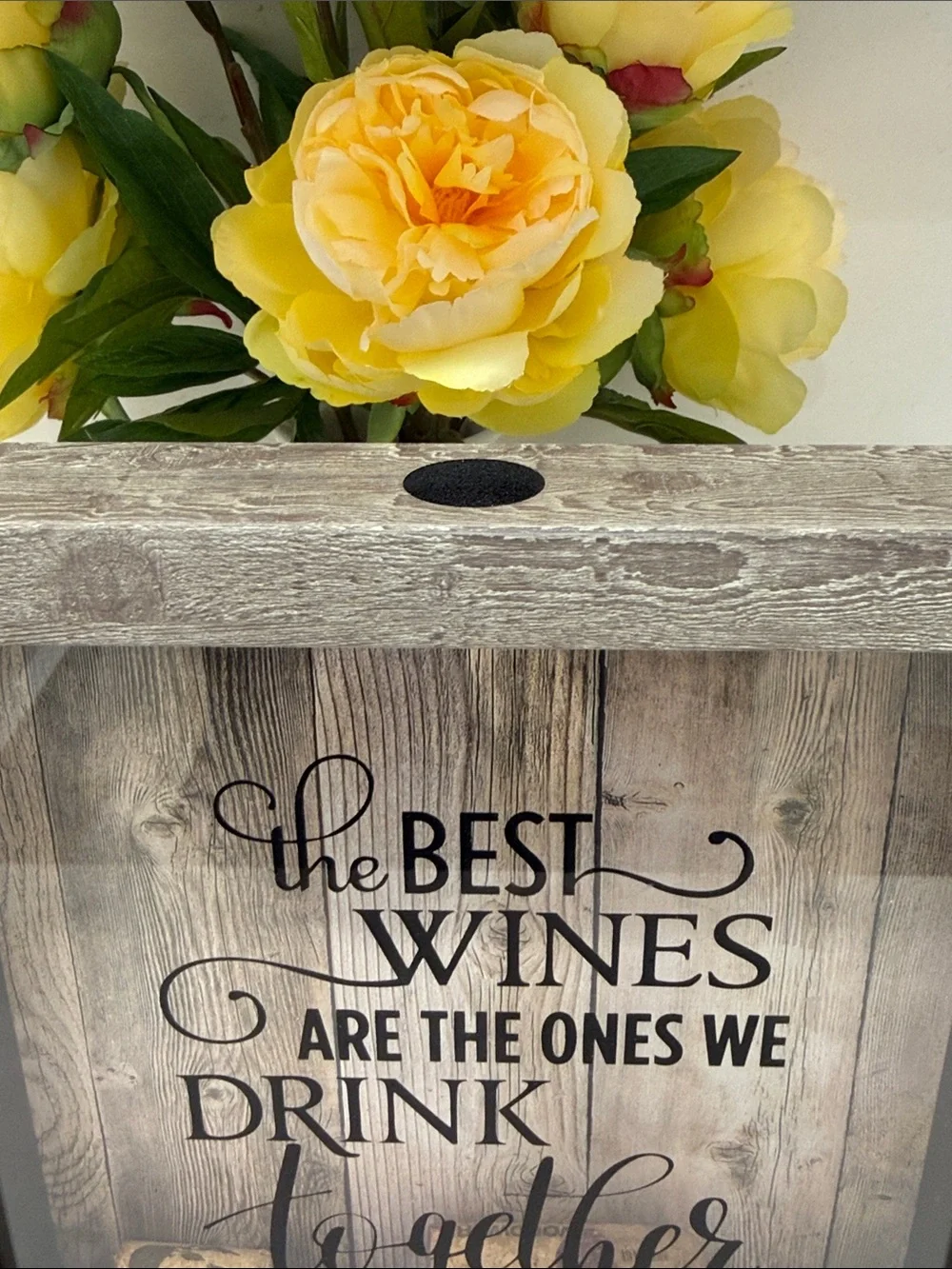 Wine Cork Shadow Box Sign - Gray Wood